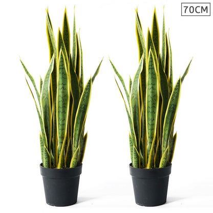 SOGA 2X 70cm Artificial Indoor Yellow Edge Tiger Piran Fake Decoration Tree Flower Pot Plant • LUZ-APlantFH0102YX2