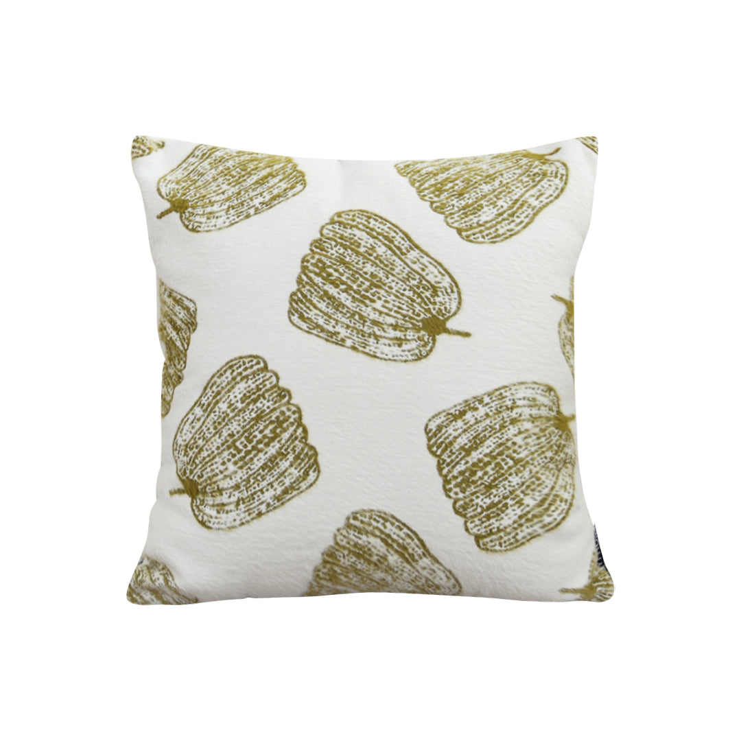 SOGA 50cm Throw Pillow White with Olive Green Autumn Harvest Pumpkin Print Home Decor • LUZ-FrenchCushion329