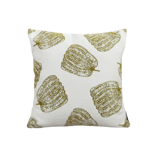 SOGA 50cm Throw Pillow White with Olive Green Autumn Harvest Pumpkin Print Home Decor • LUZ-FrenchCushion329