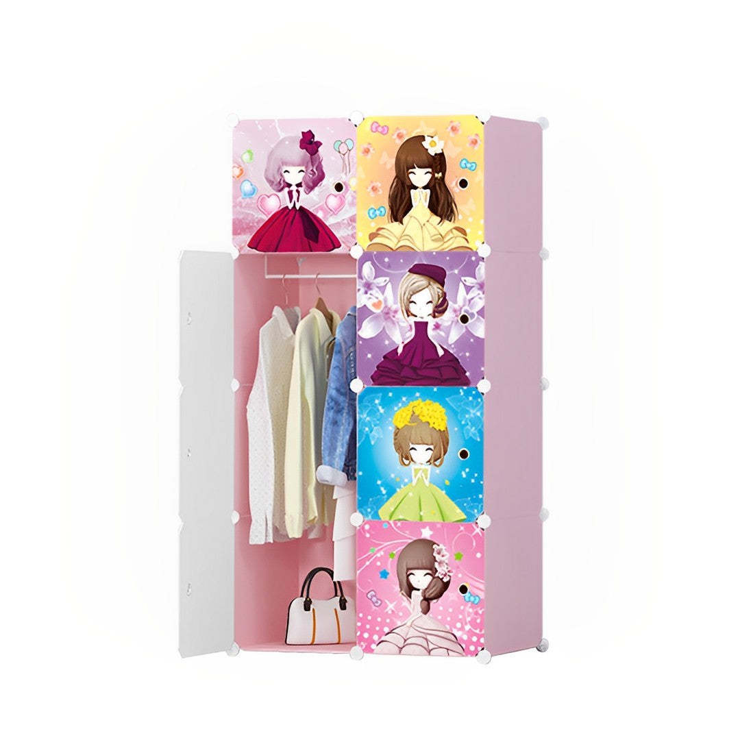 SOGA 8 Cubes Princess Design Portable Wardrobe Divide-Grid Modular Storage Organiser Foldable Closet • LUZ-Wrobe2014