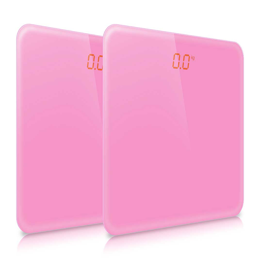SOGA 2X 180kg Digital Fitness Weight Bathroom Gym Body Glass LCD Electronic Scales Pink • LUZ-BodyWeightScalePinkX2