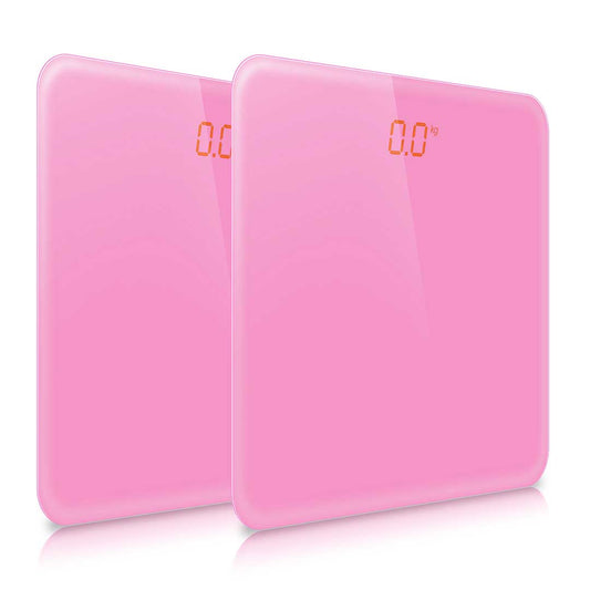 SOGA 2X 180kg Digital Fitness Weight Bathroom Gym Body Glass LCD Electronic Scales Pink • LUZ-BodyWeightScalePinkX2