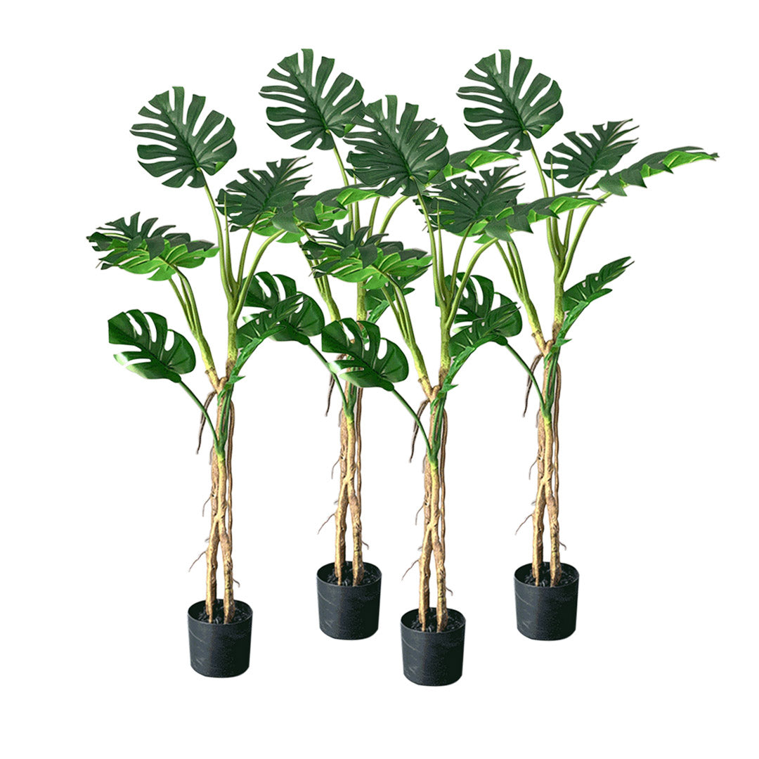 SOGA 4X 160cmTropical Monstera Palm Artificial Plant Tree, Real Touch Technology, with UV Protection • LUZ-APlantFHG1608X4