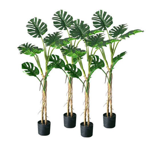 SOGA 4X 160cmTropical Monstera Palm Artificial Plant Tree, Real Touch Technology, with UV Protection • LUZ-APlantFHG1608X4