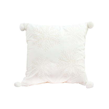 SOGA 45cm Throw Pillow  White Soft Plush Cushion Christmas Snowflake Ball Square For festive Holiday LUZ-FrenchCushion267