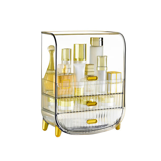 SOGA 3 Tier Transparent Multifunctional Countertop Cosmetic Storage Makeup Perfume Skincare Display Stand Shelf Drawer Type Organiser • LUZ-BathC125