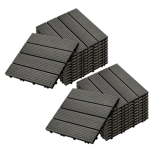 SOGA 2X 11 pcs Grey DIY Wooden Composite Decking Tiles Garden Outdoor Backyard Flooring Home Decor • LUZ-Deck7002X2