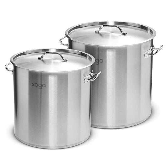SOGA Stock Pot 17L 50L Top Grade Thick Stainless Steel Stockpot 18/10 • LUZ-SOGAStockPot28CM40CMA