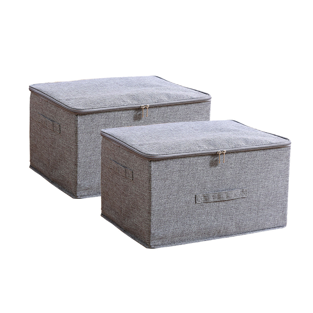 SOGA 2X Grey Large Portable Double Zipper Storage Box Moisture Proof Clothes Basket Foldable Home Organiser • LUZ-SBox022X2