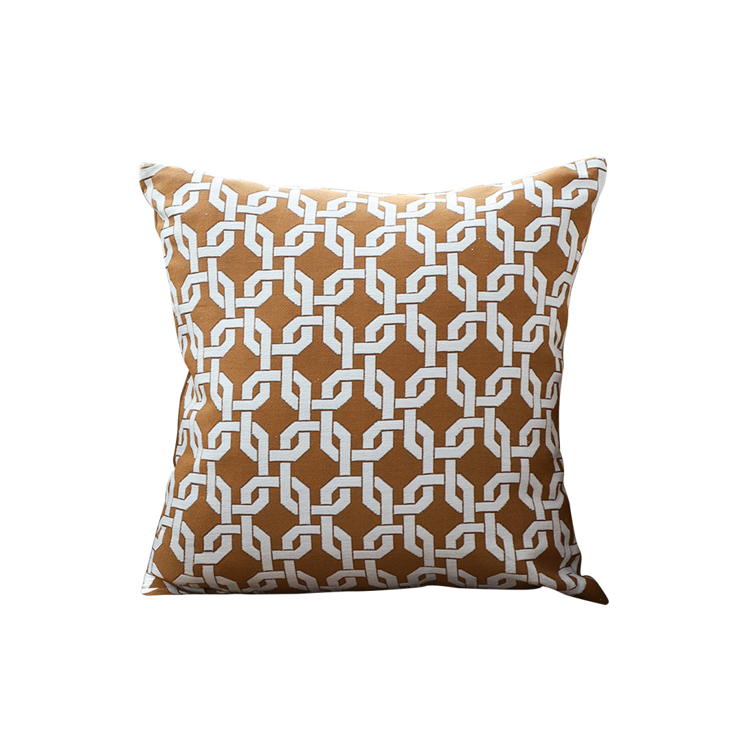 SOGA 45cm Brown Checkered Chain Jacquard Square Pillow Decorative Cushion for Living Room • LUZ-FrenchCushion286