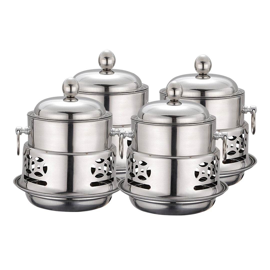 SOGA 4X Stainless Steel Mini Asian Buffet Hot Pot Single Person Shabu Alcohol Stove Burner with Lid • LUZ-ChafingDishHotPot4X4