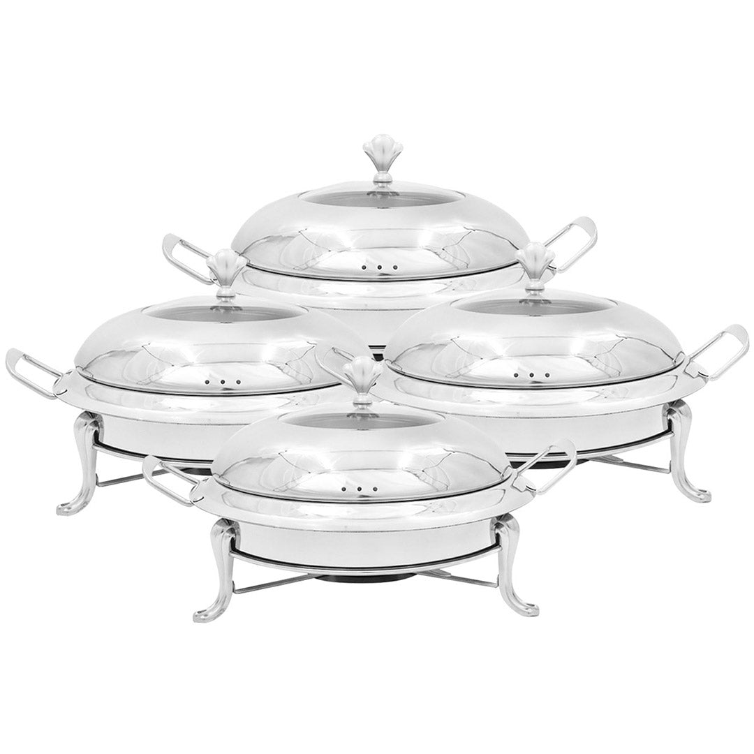 SOGA 4X Stainless Steel Round Buffet Chafing Dish Cater Food Warmer Chafer with Glass Top Lid • LUZ-ChafingDishSoupSilverX4
