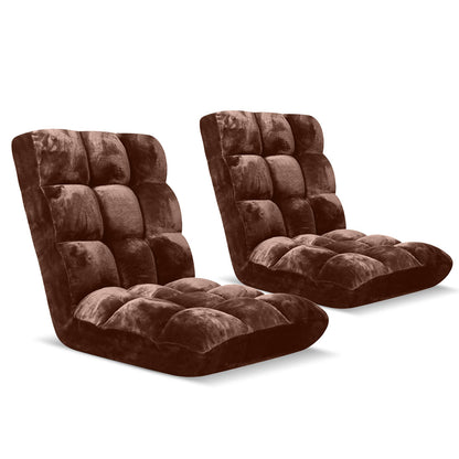 SOGA 2X Floor Recliner Folding Lounge Sofa Futon Couch Folding Chair Cushion Coffee • LUZ-LoungeChairCoffeeX2