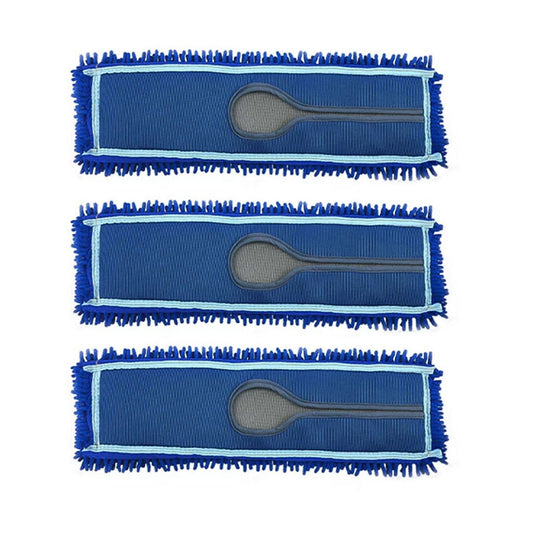 SOGA 3X 100x22 Blue Microfiber Flat Mop Floor Cleaning Pads Rotating Dust Remover • LUZ-MopHead100X3