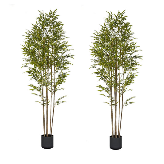 SOGA 2X 240cm Lucky Bamboo Tree Bambusa Vulgaris Artificial Plant w/ 7 Branches Home Accent Decor • LUZ-APlantFHZ24X2