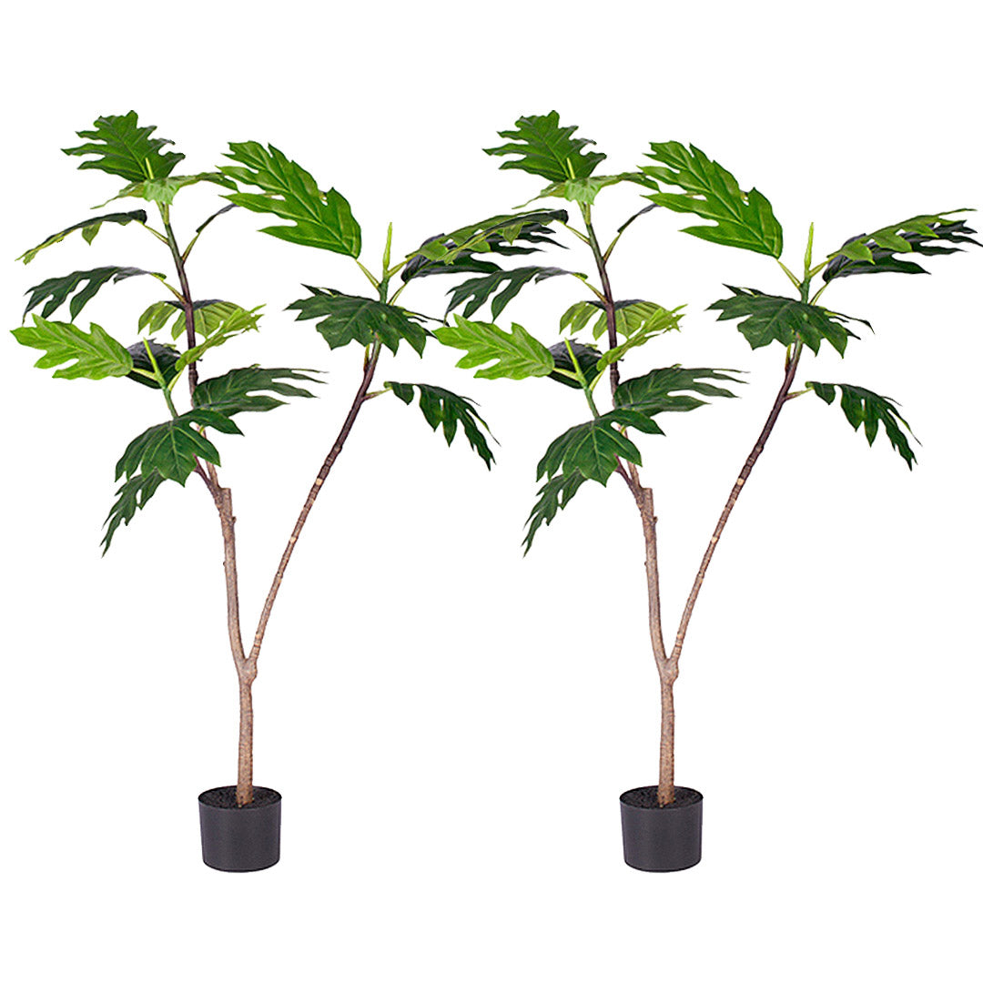 SOGA 2X 120cm Artificial Natural Green Split-Leaf Philodendron Tree Fake Tropical Indoor Plant Home Office Decor • LUZ-APlantMBS12018X2