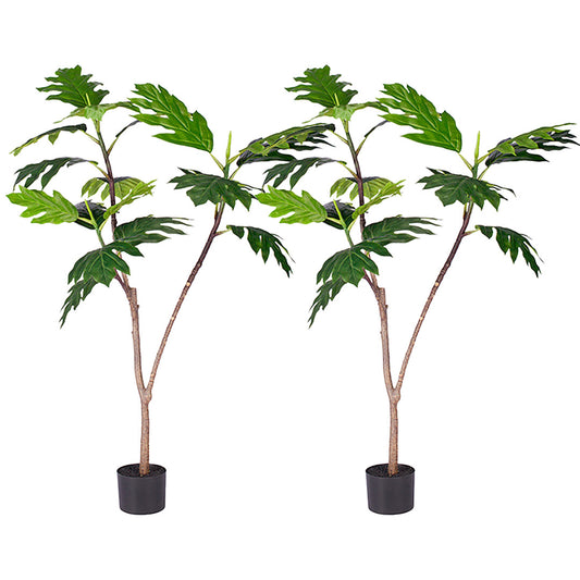 SOGA 2X 120cm Artificial Natural Green Split-Leaf Philodendron Tree Fake Tropical Indoor Plant Home Office Decor • LUZ-APlantMBS12018X2