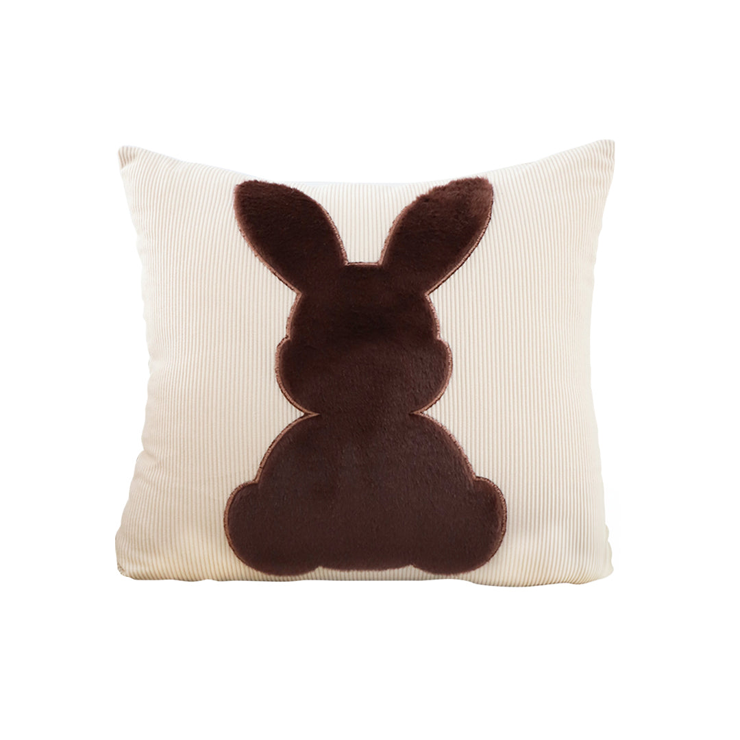 SOGA 45cm Throw Pillow Light Tan Square Cushion with Soft Coffee Bunny Design Decorative Home Decor • LUZ-FrenchCushion281