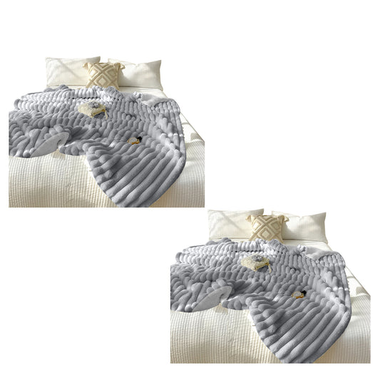 SOGA 2X 150x200cm Throw Blanket Smoke Gray Premium Milk Velvet Luxuriously Soft Cozy Bedding • LUZ-BlanketFur349X2