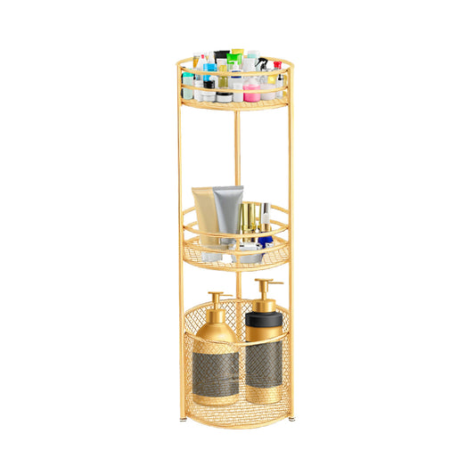 SOGA 3 Tier Bathroom Freestanding Storage Shelf Multifunctional Display Rack Organiser with Basket LUZ-FPotZWJ15