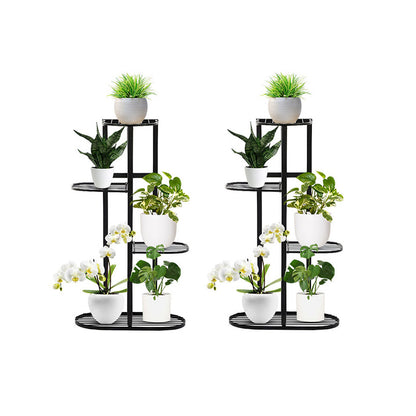 SOGA 2X 4 Tier 5 Pots Black Metal Plant Rack Flowerpot Storage Display Stand Holder Home Garden Decor • LUZ-FPotH29X2