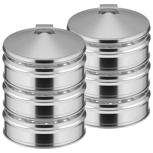 SOGA 2X 3 Tier Stainless Steel Steamers With Lid Work inside of Basket Pot Steamers 25cm • LUZ-Steamer25CM2320-3X2