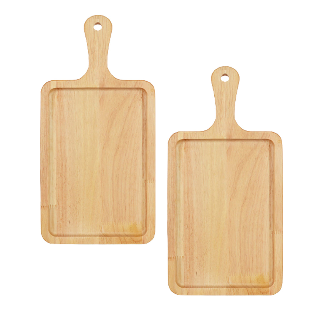 SOGA 2X 35cm Rectangle Premium Wooden Oak  Food Serving Tray Charcuterie Board Paddle Home Decor • LUZ-WodA025X2