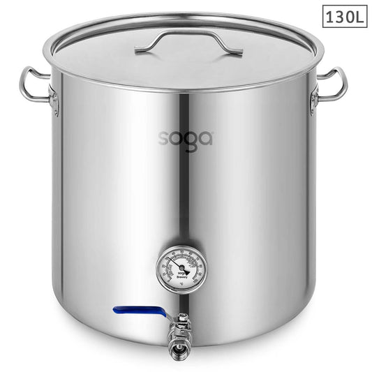 SOGA Stainless Steel Brewery Pot 130L With Beer Valve 55*55cm • LUZ-BreweryPotSS279155CMA