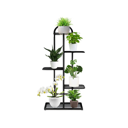 SOGA 5 Tier 6 Pots Black Metal Plant Stand Flowerpot Display Shelf Rack Indoor Home Office Decor • LUZ-FPotH03