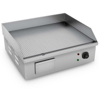 SOGA 2200W Stainless Steel Ribbed Griddle Commercial Grill BBQ Hot Plate 56*48*23cm • LUZ-Griddle818-10G