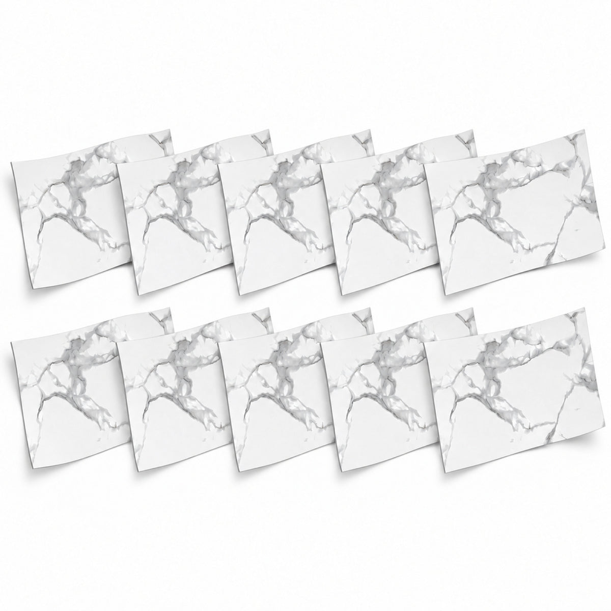 SOGA Peel & Stick Floor and Wall Tiles 30 x 60cm 10 Pack White Grey Faux Marble • LUZ-TileCZA054Med