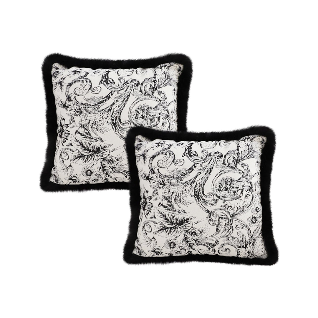 SOGA 2X 45cm Pillow French Cover Style Floral Jacquard Woven Decorative Fringe Throw Pillow • LUZ-FrenchCushion225X2