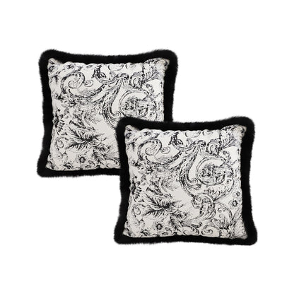 SOGA 2X 45cm Pillow French Cover Style Floral Jacquard Woven Decorative Fringe Throw Pillow • LUZ-FrenchCushion225X2