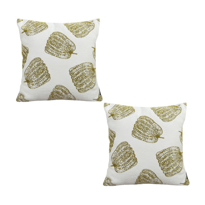 SOGA 2X 50cm Throw Pillow White with Olive Green Autumn Harvest Pumpkin Print Home Decor • LUZ-FrenchCushion329X2