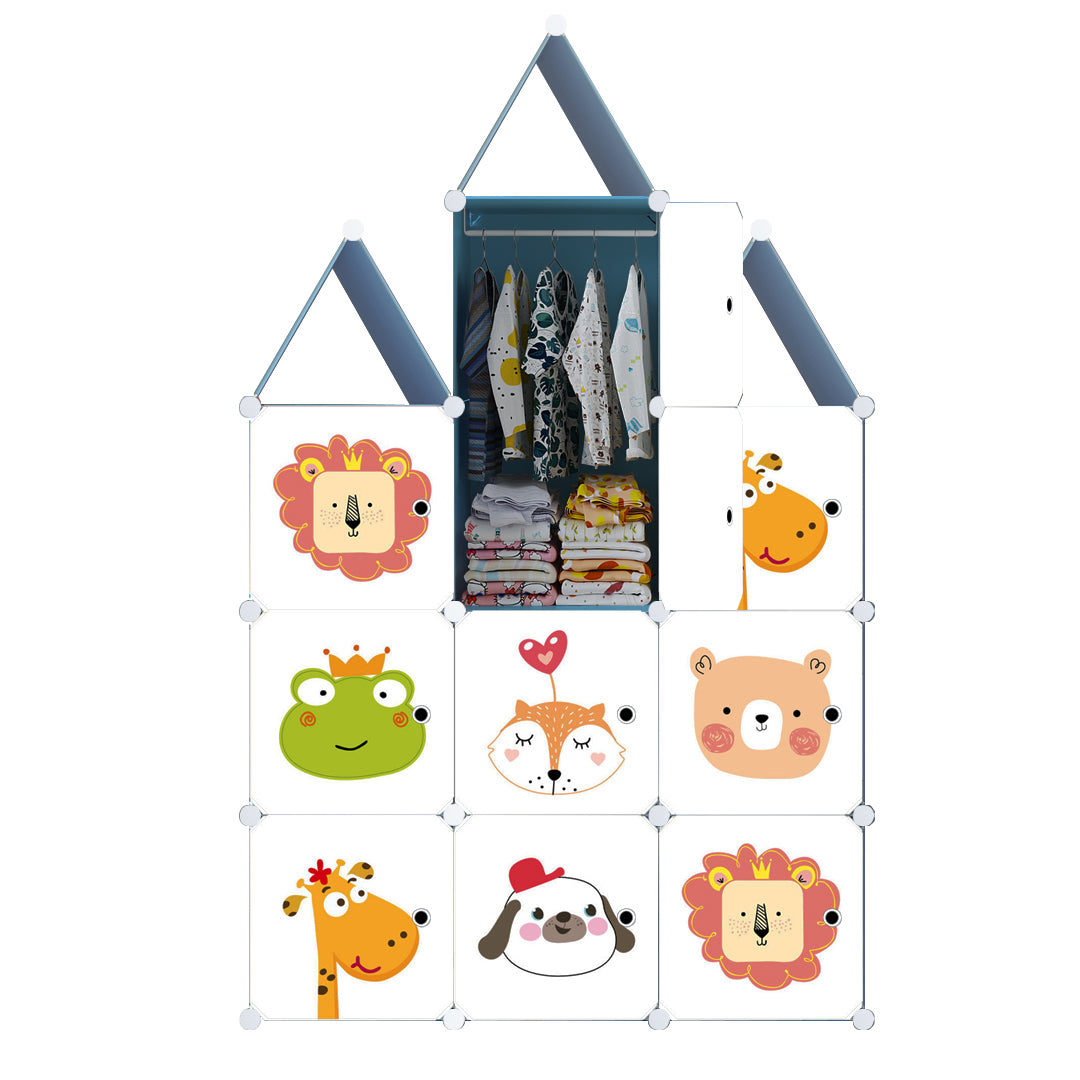 SOGA 10 Cubes DIY Animal Design Portable Wardrobe Divide-Grid Modular Storage Organiser Foldable Closet • LUZ-Wrobe4137