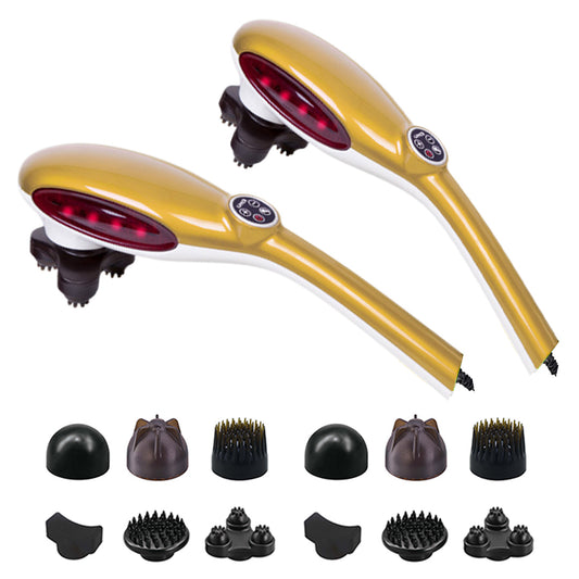 SOGA 2X  6 Heads Portable Handheld Massager Soothing Stimulate Blood Flow Shoulder Yellow • LUZ-Massager833AGoldX2