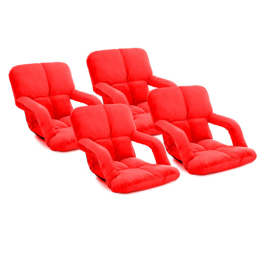 SOGA 4X Foldable Lounge Cushion Adjustable Floor Lazy Recliner Chair with Armrest Red • LUZ-LoungeKidRedX4