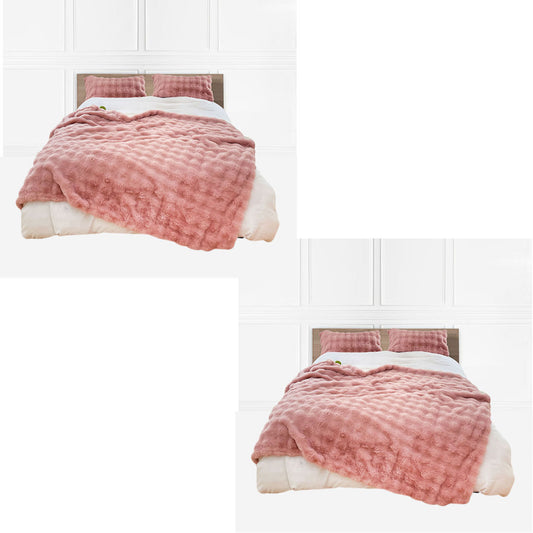 SOGA 2X 200cm Pink Fur Fuzzy Super Soft and Cozy Fluffy Throw Blanket • LUZ-BlanketFur338X2