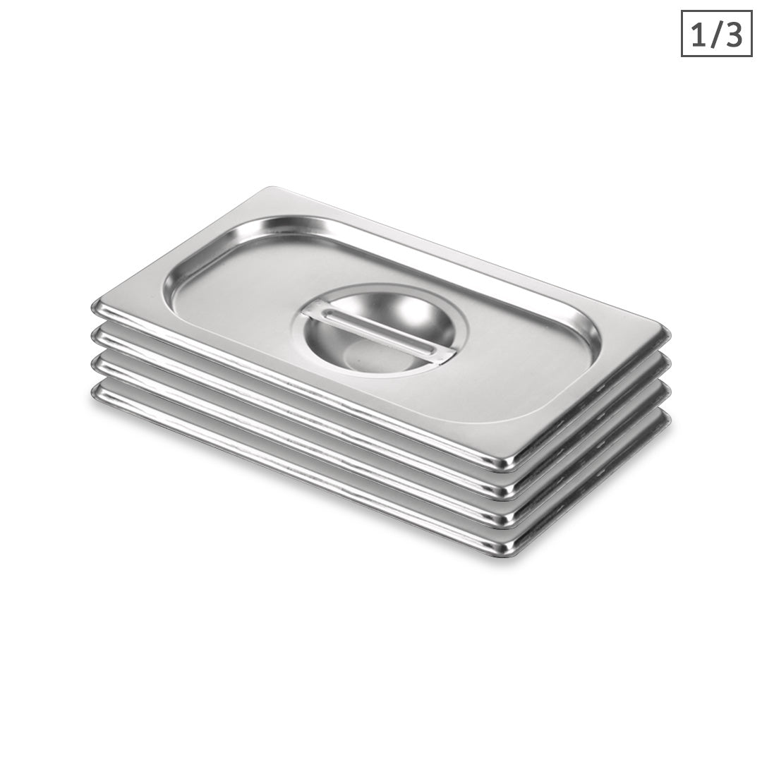 SOGA 4X Gastronorm GN Pan Lid Full Size 1/3 Stainless Steel Tray Top Cover • LUZ-GP5503-JLID3F-X4