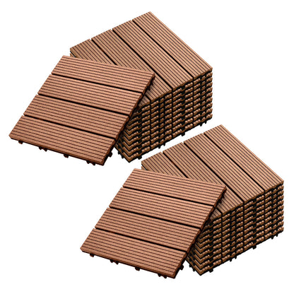 SOGA 2X 11 pcs Red Brown DIY Wooden Composite Decking Tiles Garden Outdoor Backyard Flooring Home Decor • LUZ-Deck7003X2