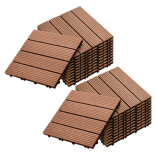 SOGA 2X 11 pcs Red Brown DIY Wooden Composite Decking Tiles Garden Outdoor Backyard Flooring Home Decor • LUZ-Deck7003X2