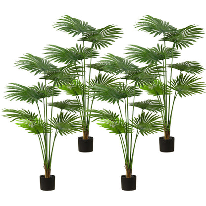 SOGA 4X 150cm Artificial Natural Green Fan Palm Tree Fake Tropical Indoor Plant Home Office Decor • LUZ-APlantSKS1508X4