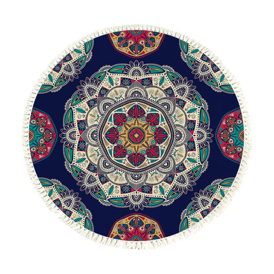 SOGA 90cm Round Rug Bohemian Circle Area Rug with Bohemian Geometric Pattern, Anti-slip Doormat, Home Decor • LUZ-CarpetRAG6