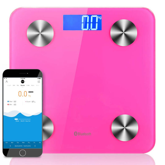 SOGA Wireless Bluetooth Digital Body Fat Scale Bathroom Health Analyser Weight Pink LUZ-BodyFatScaleBluetoothPink