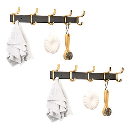 SOGA 2X 41cm Wall Mounted Towel Rack Space-Saving Hanger Organiser with Durable Hooks • LUZ-TAN1014X2