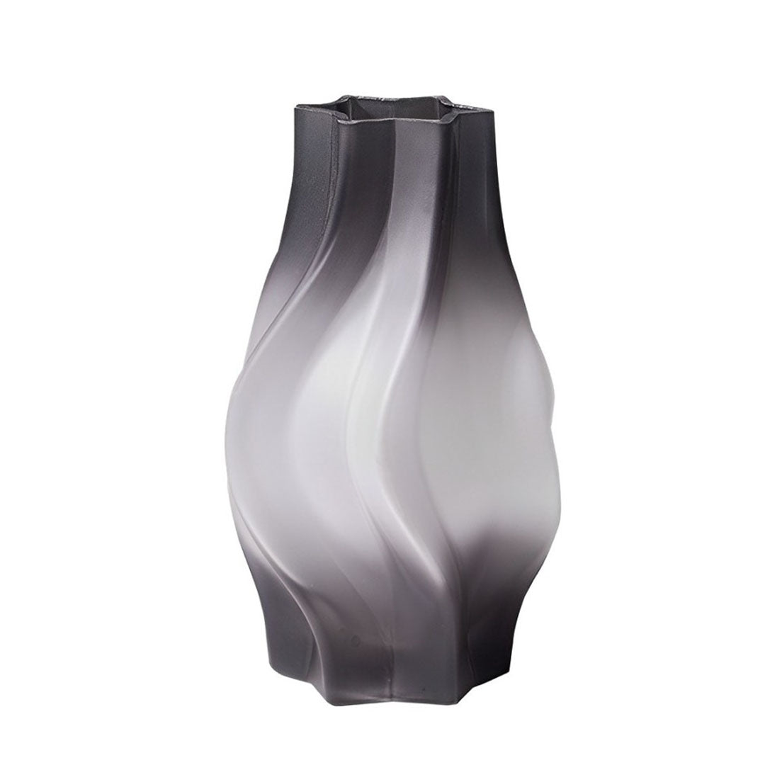SOGA 26cm Glass Vase Grey with Beautiful glass Bubble Texture Art Vases • LUZ-GVaseGRY25