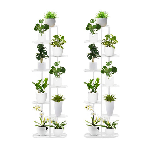 SOGA 2X 8 Tier 9 Pots White Metal Plant Rack Flowerpot Storage Display Stand Holder Home Garden Decor • LUZ-FPotH36X2