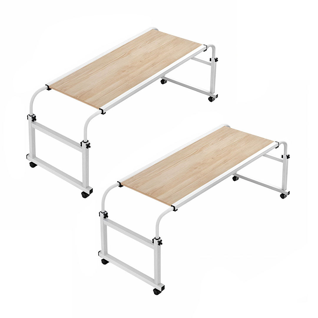 SOGA 2X 120x45cm Wood Cross Bed Movable Desk Table w/ Adjustble Length & Height LUZ-SideTab28X2