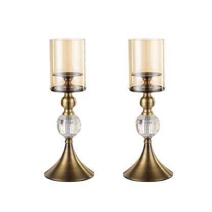 SOGA 2X 38cm Glass Candle Holder Candle Stand Glass/Metal • LUZ-CandleStickBSmallX2