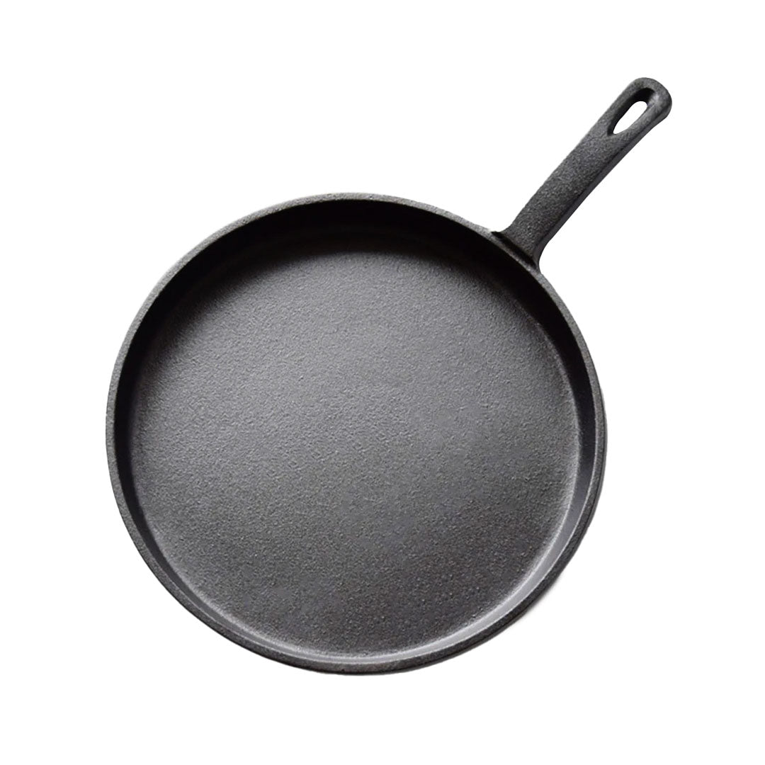 SOGA 26cm Round Cast Iron Frying Pan Skillet Griddle Sizzle Platter • LUZ-ZPai033